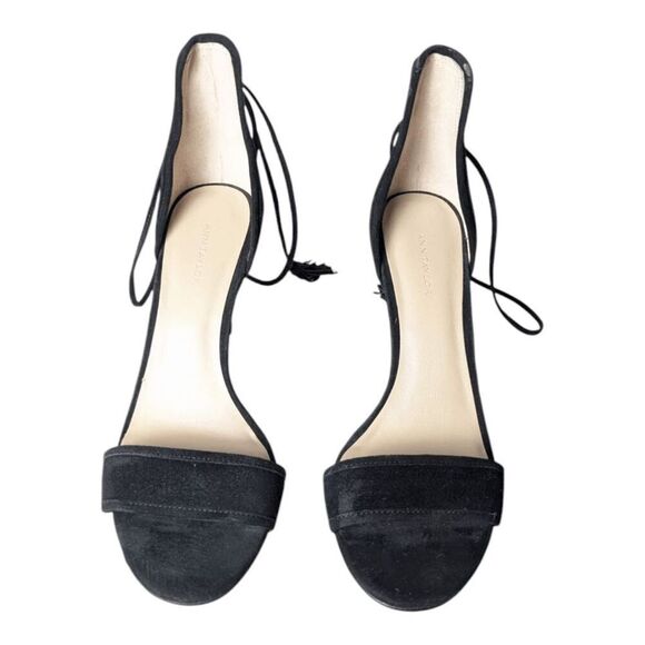 ANN TAYLOR Esme Tassel Ankle Wrap Suede Heeled Sandal Size 6.5M - Picture 4 of 7
